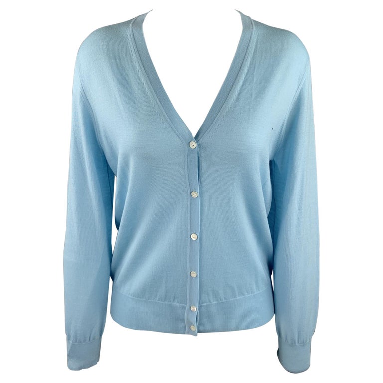 TSE Size M Light Blue Knitted Wool Buttoned Cardigan For Sale at 1stDibs