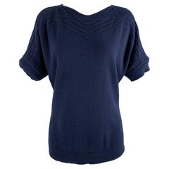 TSE Size M Navy Cashmere Short Sleeve Casual Top