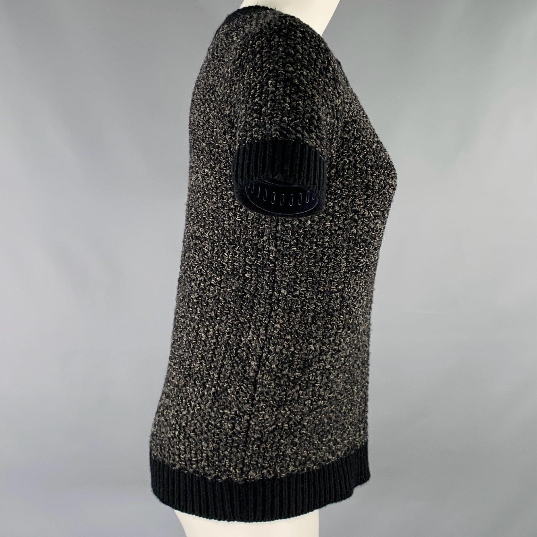 Noir TSE Taille S Pull à manches courtes en laine mélangée noir et anthracite en vente