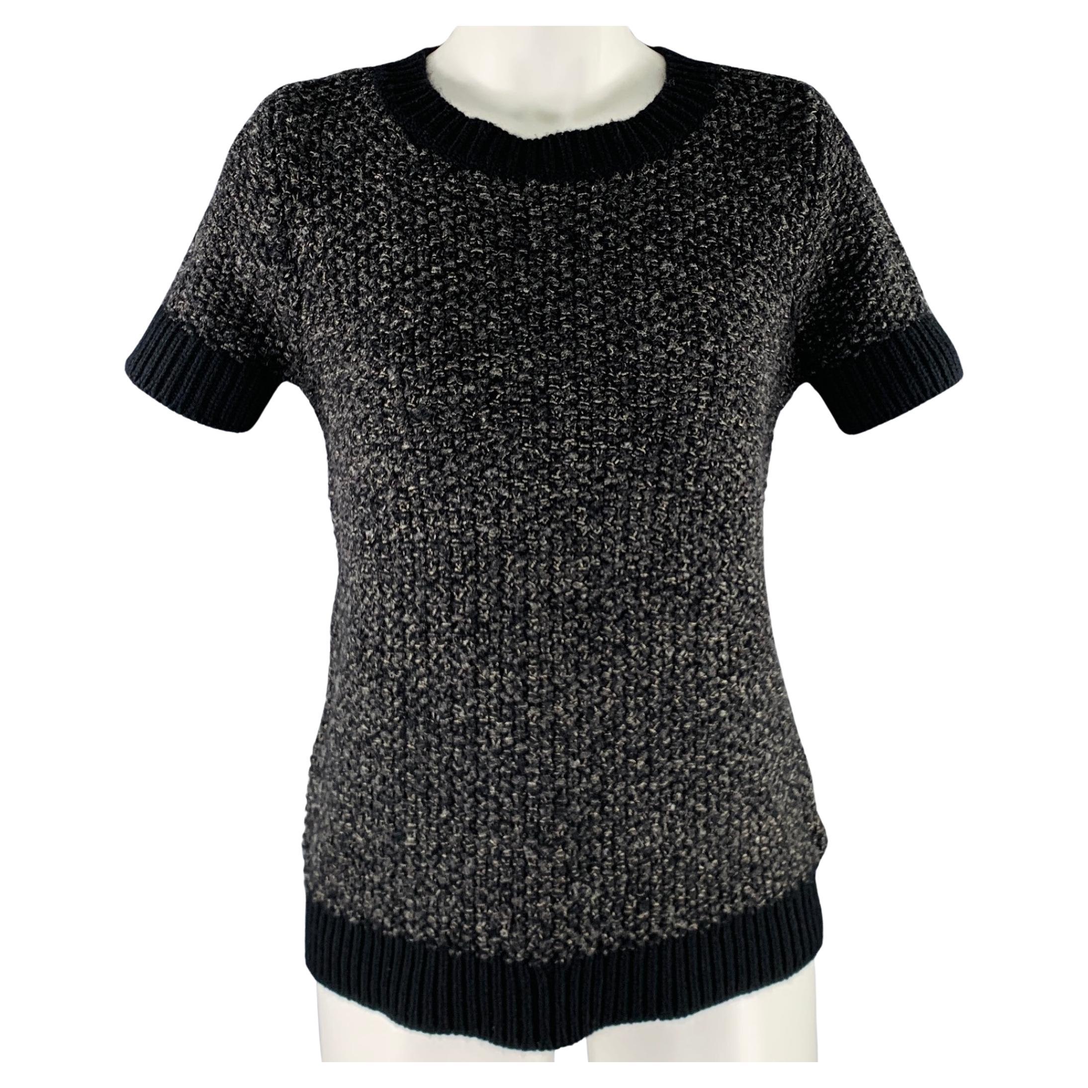 TSE Taille S Pull à manches courtes en laine mélangée noir et anthracite