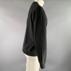 Jersey de cachemira con canalé de TSE, talla S, color gris jaspeado y blanco