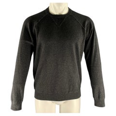 Jersey de cachemira con canalé de TSE, talla S, color gris jaspeado y blanco
