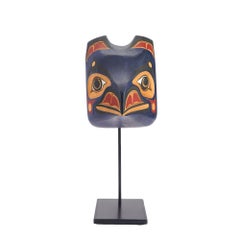 Tsimshian Native American carved wood raven mask, 1950-2000