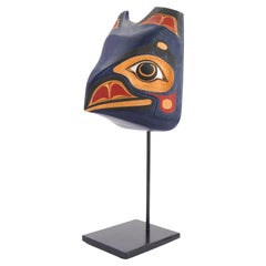 Tsimshian Native American carved wood raven mask, 1950-2000