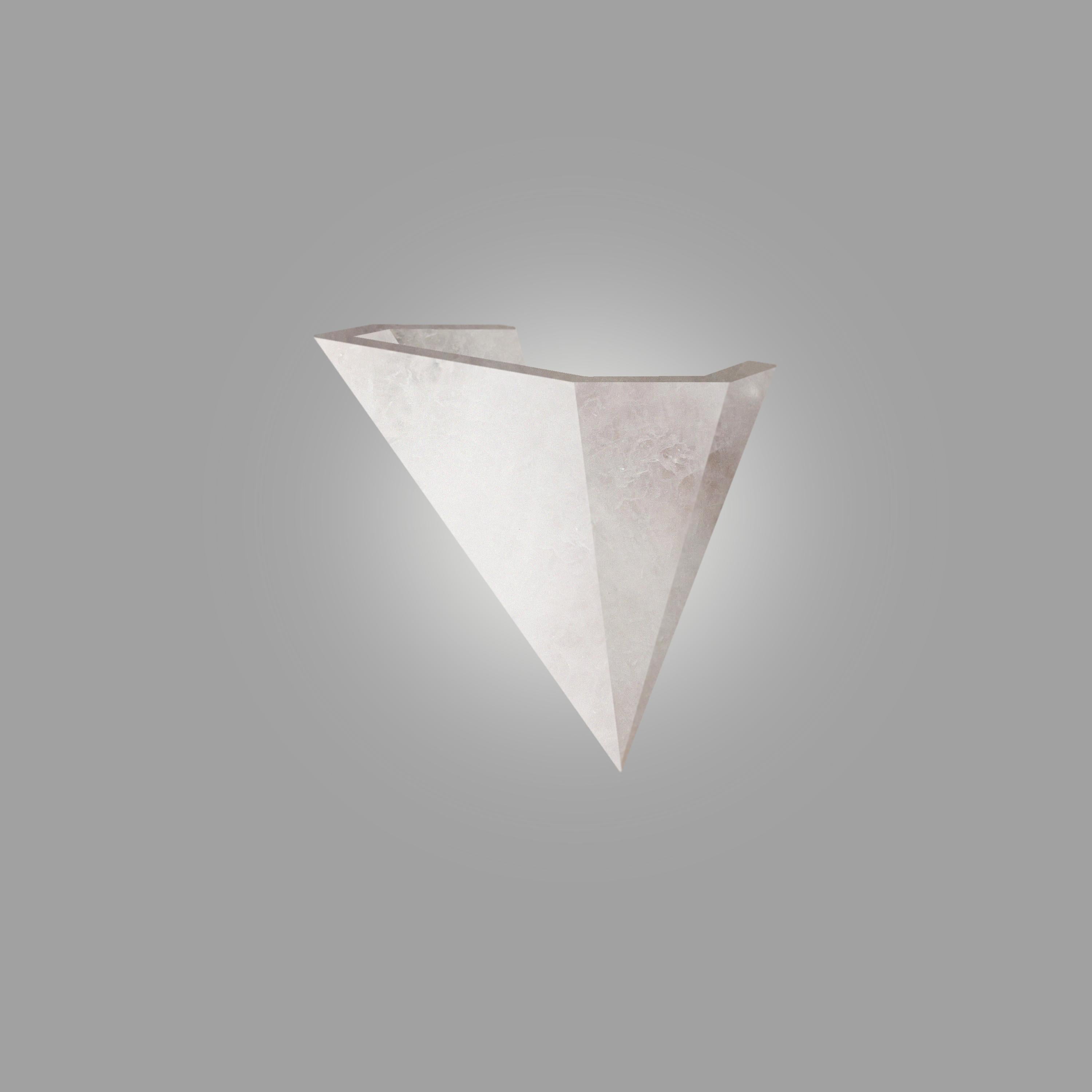 Finely carved rock crystal prism. 
One E12 socket installed,80w total.
Created by Phoenix.
Custom sizes upon request 