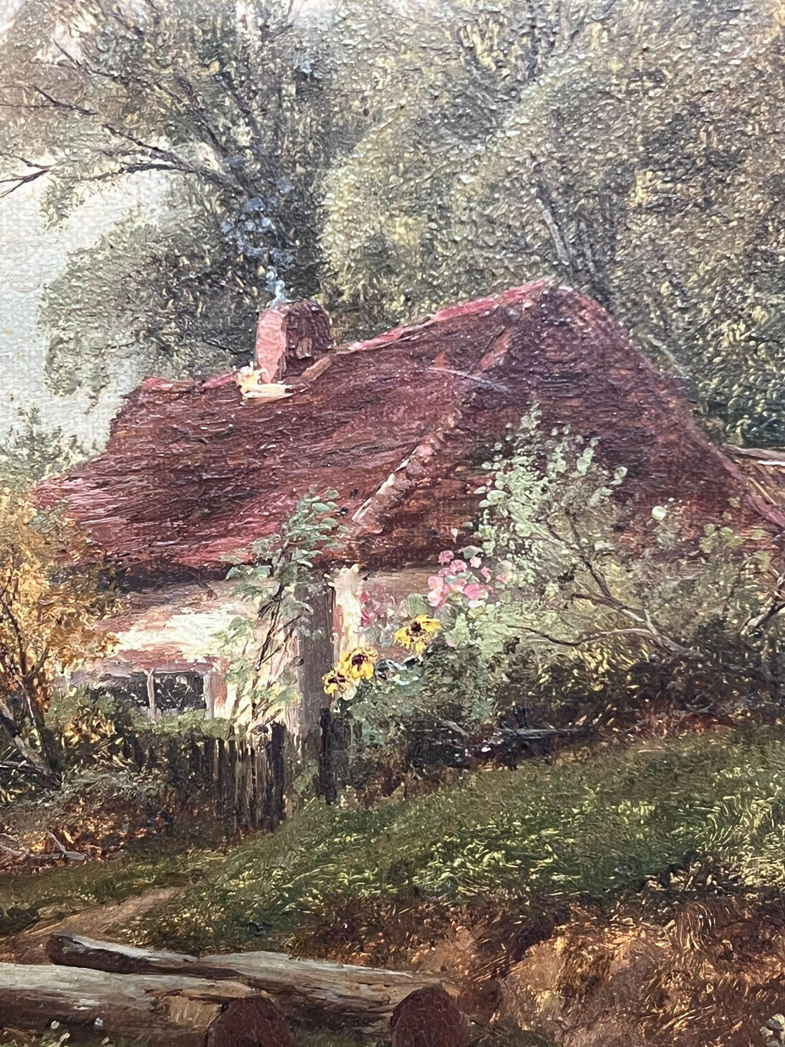 Peinture anglaise victorienne du 19ème siècle, enfants jouant au gré d'un ruisseau en vente 5