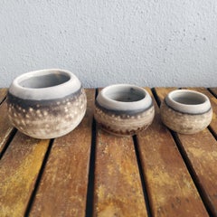 Tsuchi Raku Mini Planter Pot Set of 3, Obvara, Handmade Ceramic
