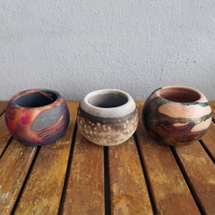 Tsuchi Raku Mix Mini Planter Pot - 10cm Diameter - Handmade Ceramic Home Decor