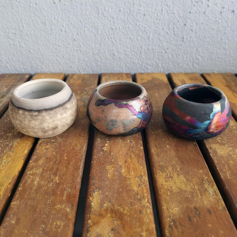 Tsuchi Raku Mix Mini Planter Pot 6cm Diameter Handmade Ceramic Home