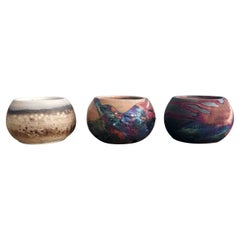 Tsuchi Raku Mix Mini Planter Pot - 8cm Diameter - Handmade Ceramic Home Decor
