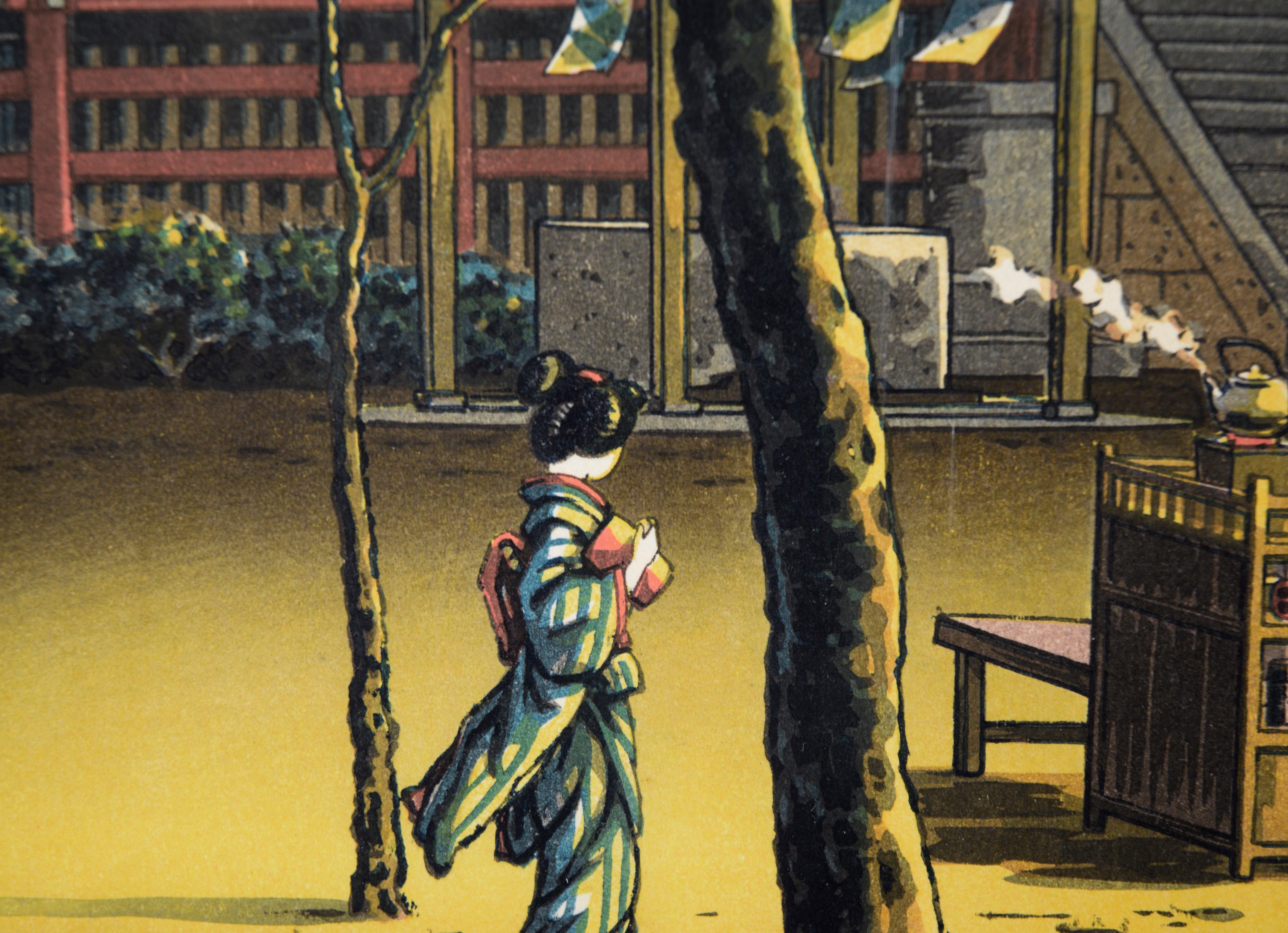 Tea Shop at Kiyomizu (Early Printing) - Nocturnal Woodblock Print on Paper 5