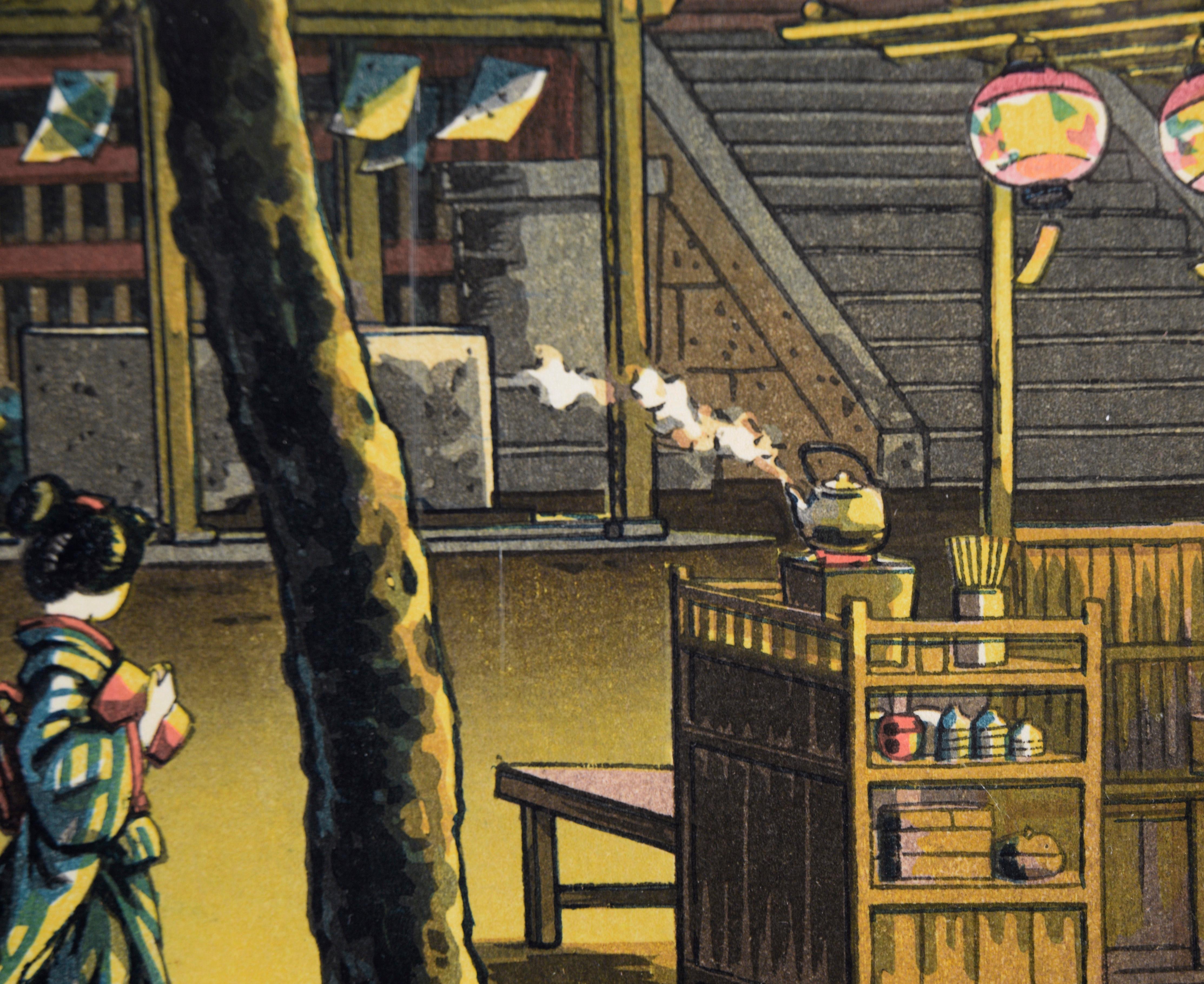 Tea Shop at Kiyomizu (Early Printing) - Nocturnal Woodblock Print on Paper 6