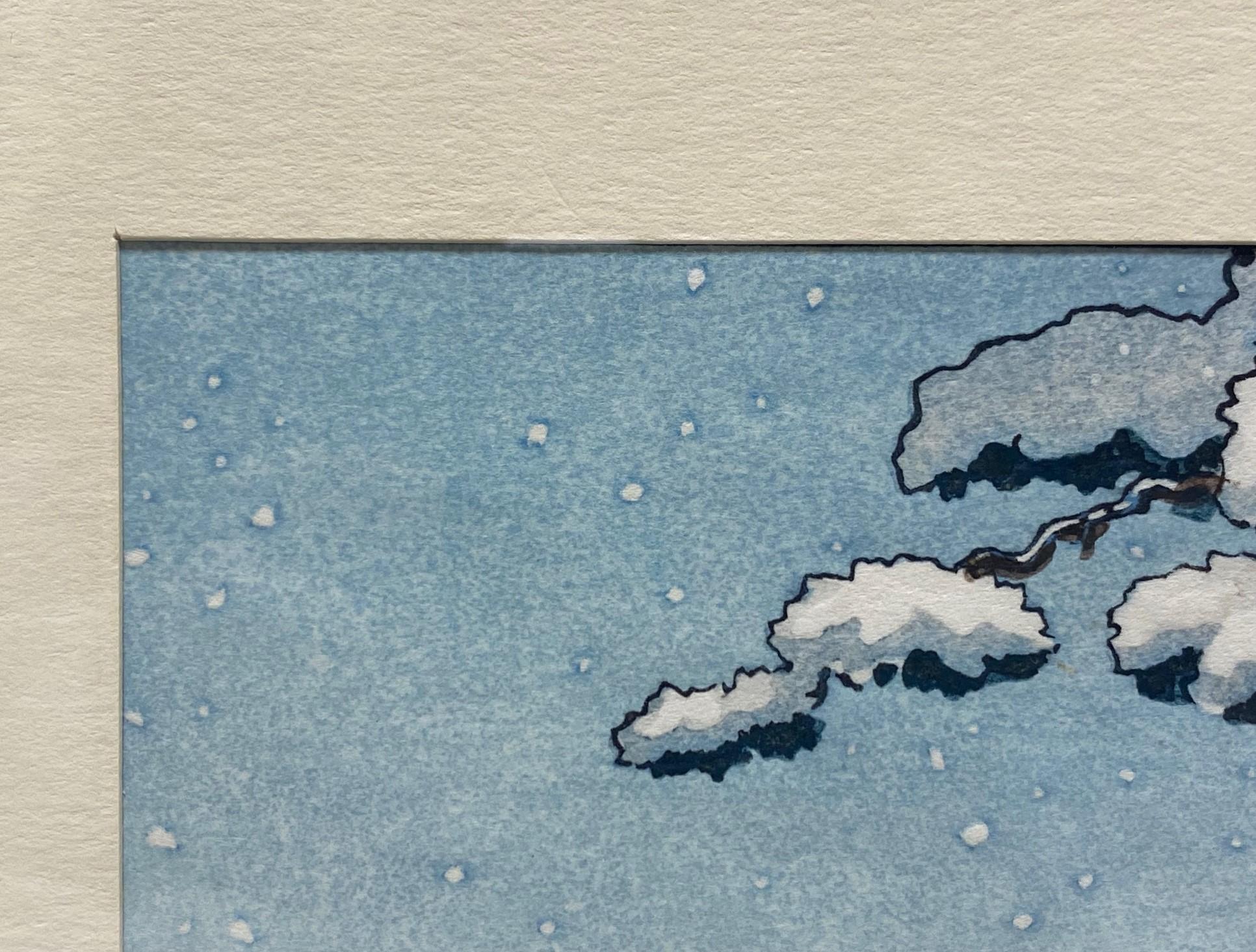 Tsuchiya Koitsu Signed Japanese Early Showa Woodblock Print Snow at Miyajima For Sale 5