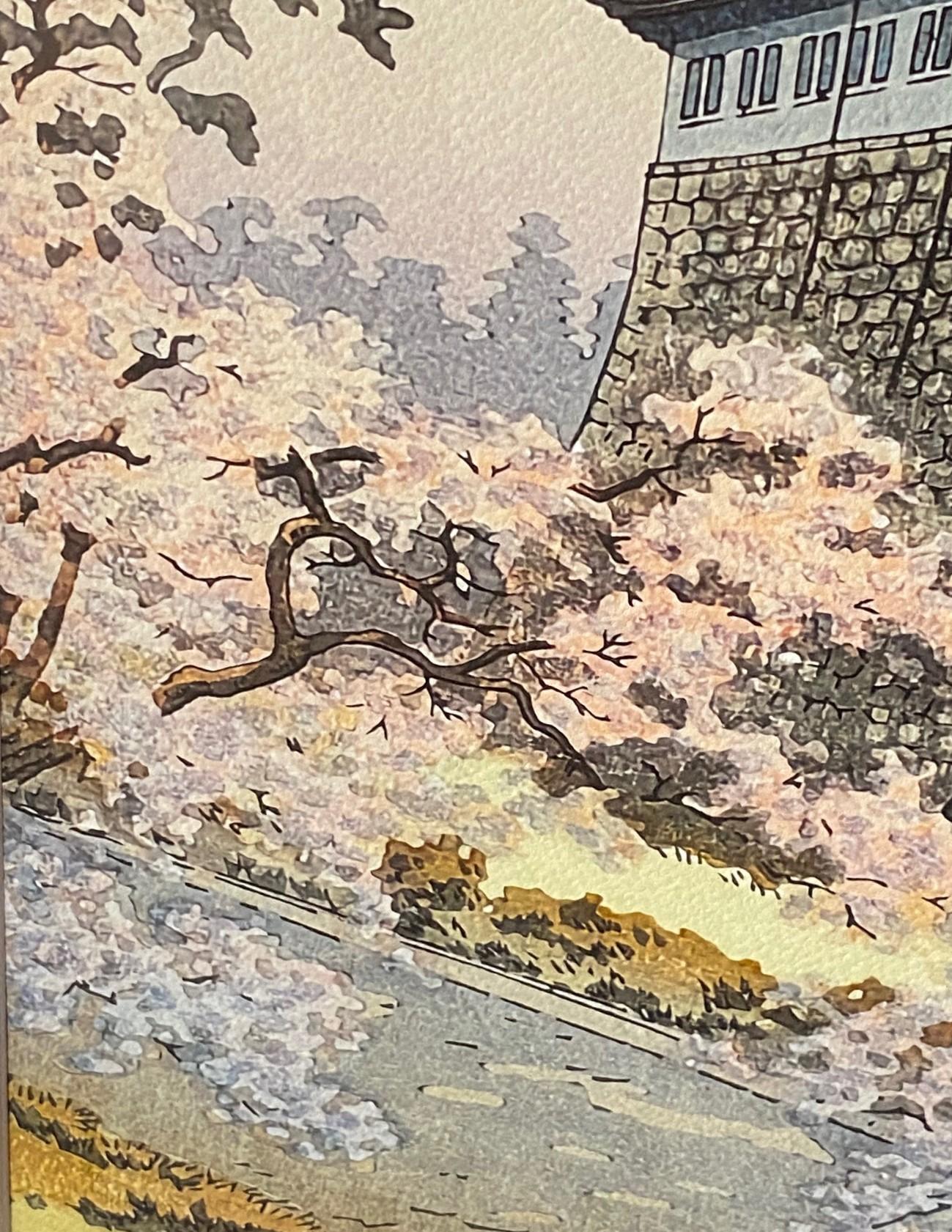 Tsuchiya Koitsu Signierter japanischer Farbholzschnitt der Showa-Periode Schloss Nagoya, 1937 im Angebot 7