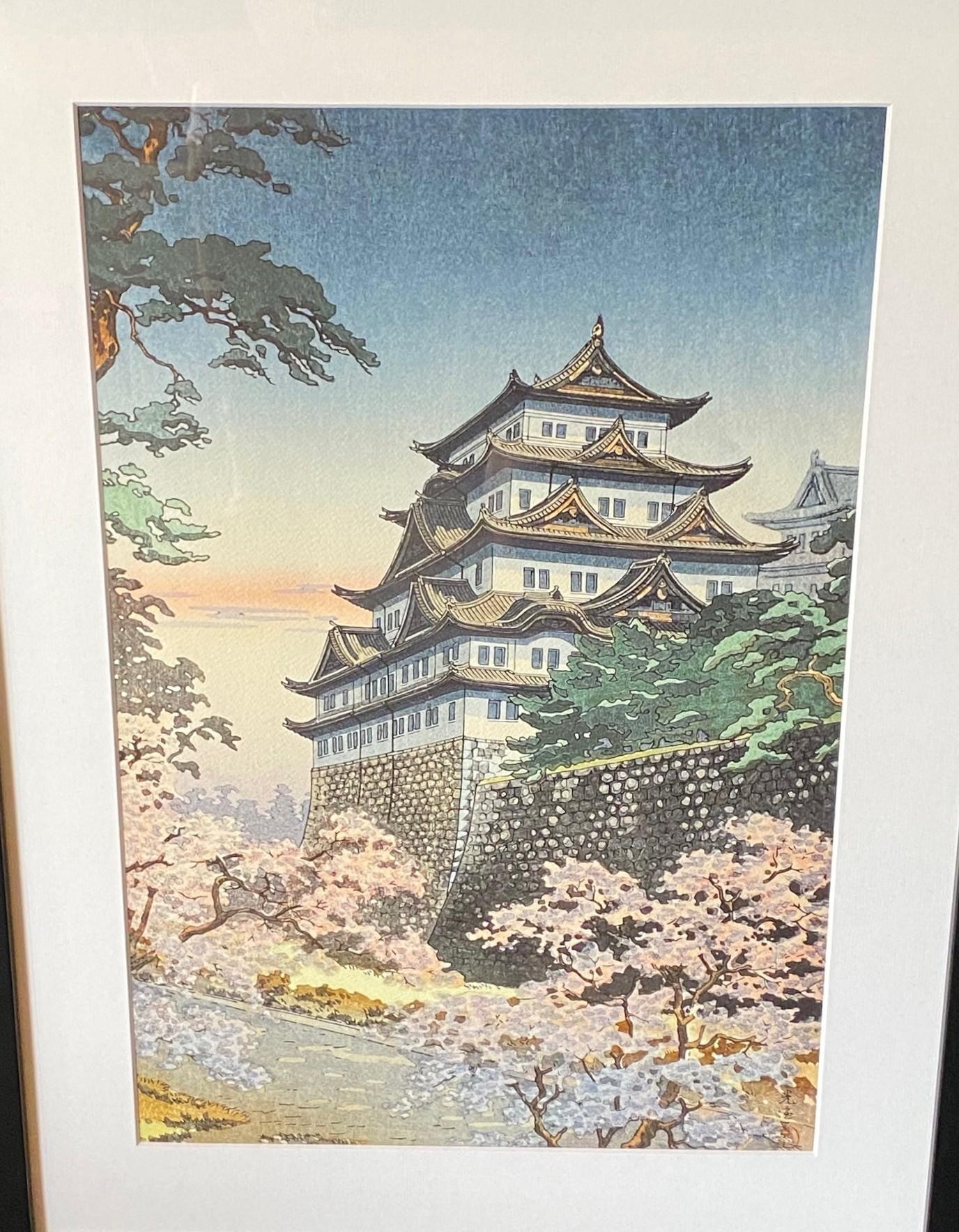 Tsuchiya Koitsu Signierter japanischer Farbholzschnitt der Showa-Periode Schloss Nagoya, 1937 (Japanisch) im Angebot
