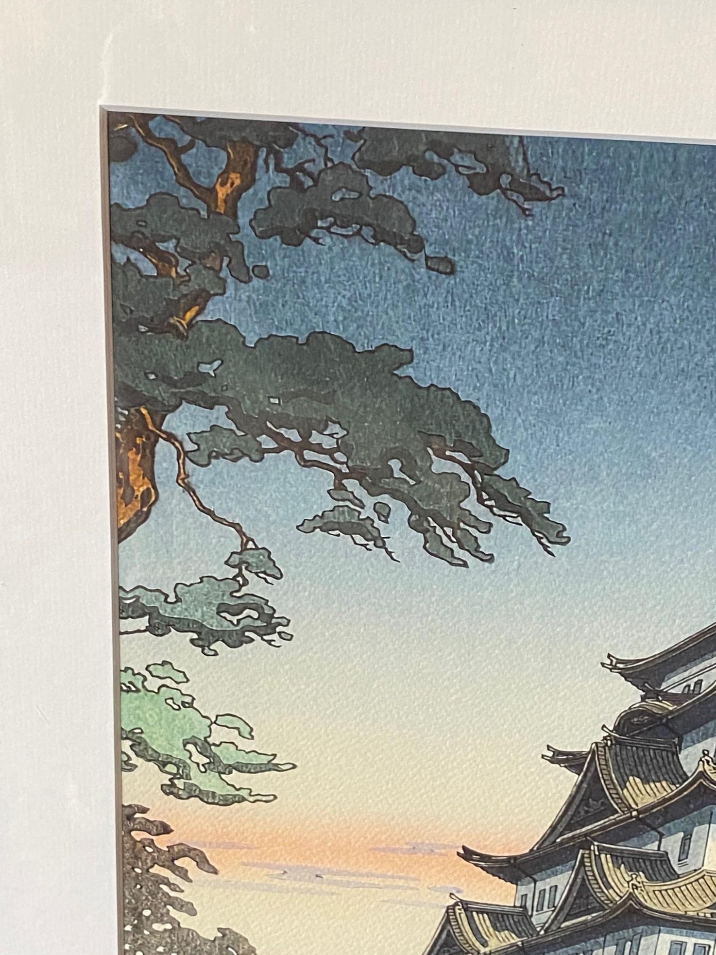 Tsuchiya Koitsu Signierter japanischer Farbholzschnitt der Showa-Periode Schloss Nagoya, 1937 (Mitte des 20. Jahrhunderts) im Angebot