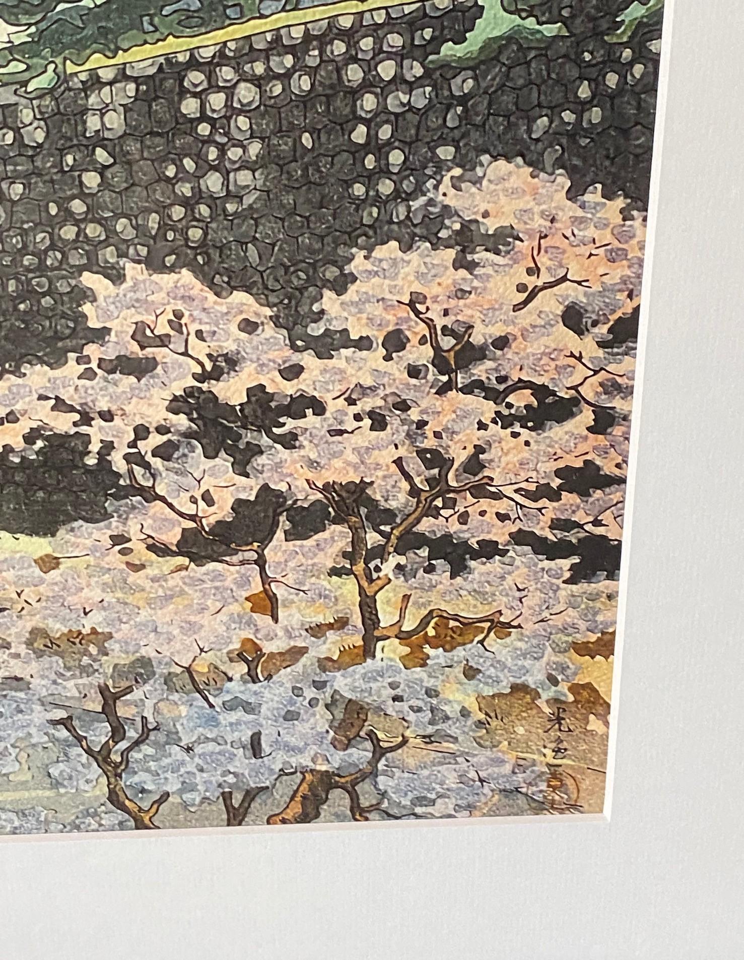 Tsuchiya Koitsu Signierter japanischer Farbholzschnitt der Showa-Periode Schloss Nagoya, 1937 im Angebot 1