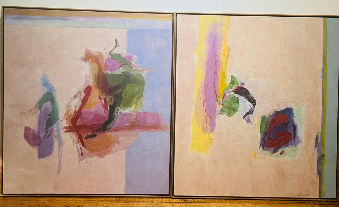 Une paire de peintures abstraites colorées de la marque des galeries Reese, Archipelago en vente 6