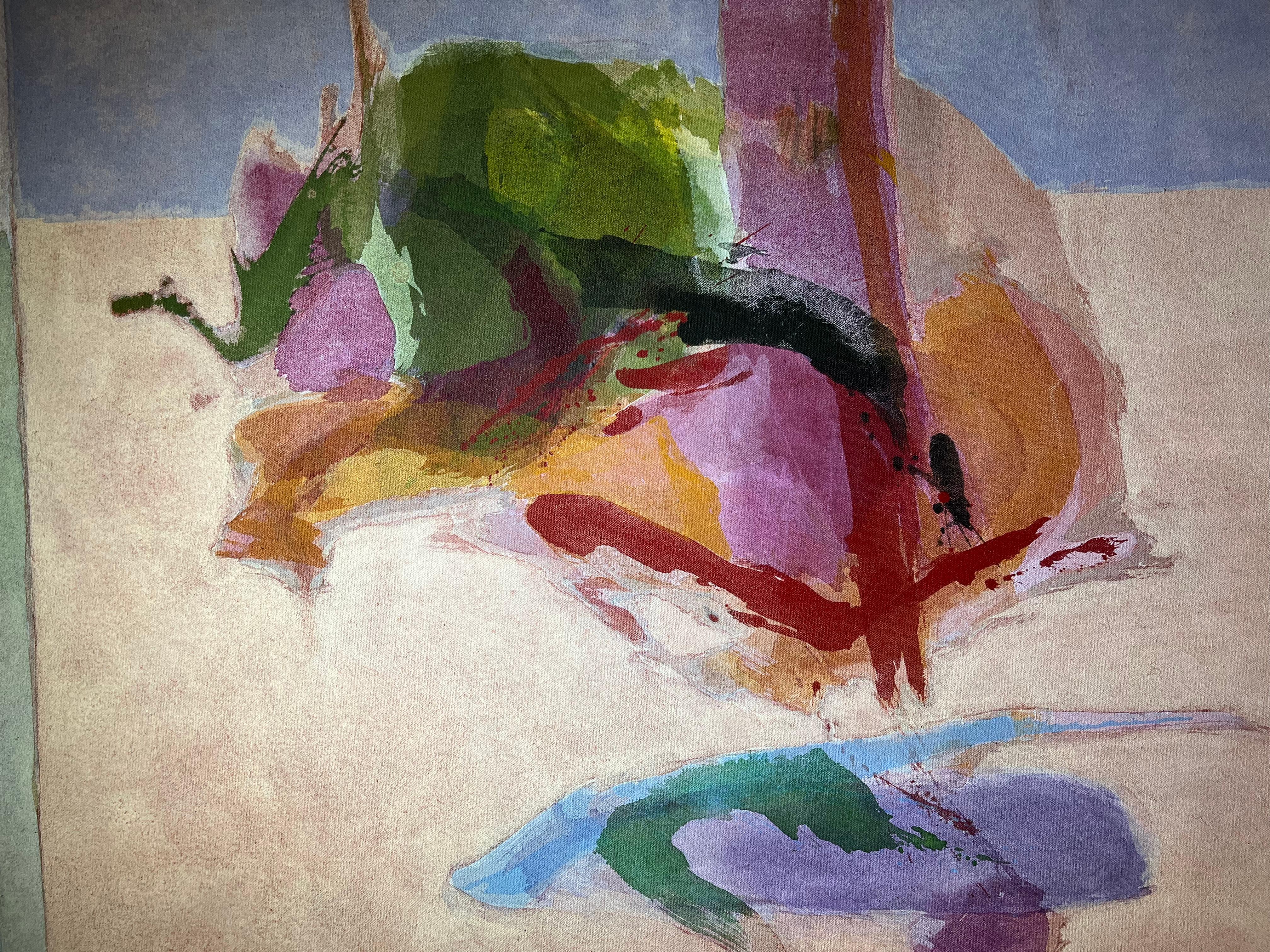 Une paire de peintures abstraites colorées de la marque des galeries Reese, Archipelago - Gris Abstract Painting par Tsugio Hattori