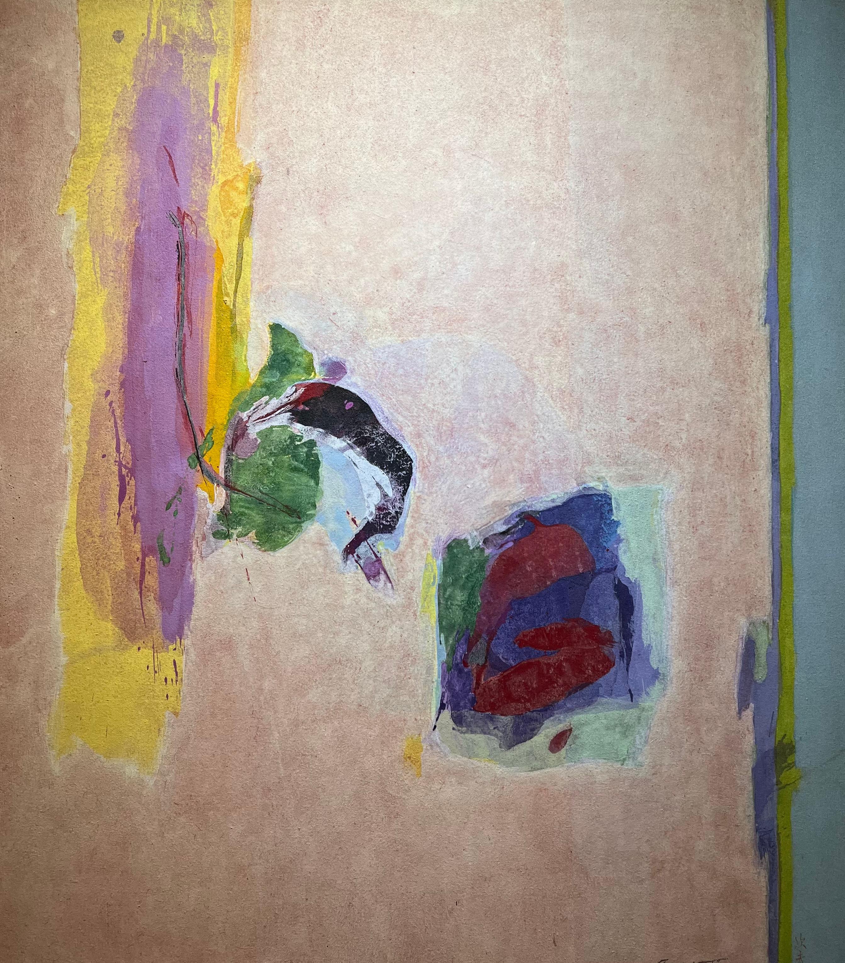 Une paire de peintures abstraites colorées de Reese Galleries Label Rio Tajos  - Marron Abstract Painting par Tsugio Hattori