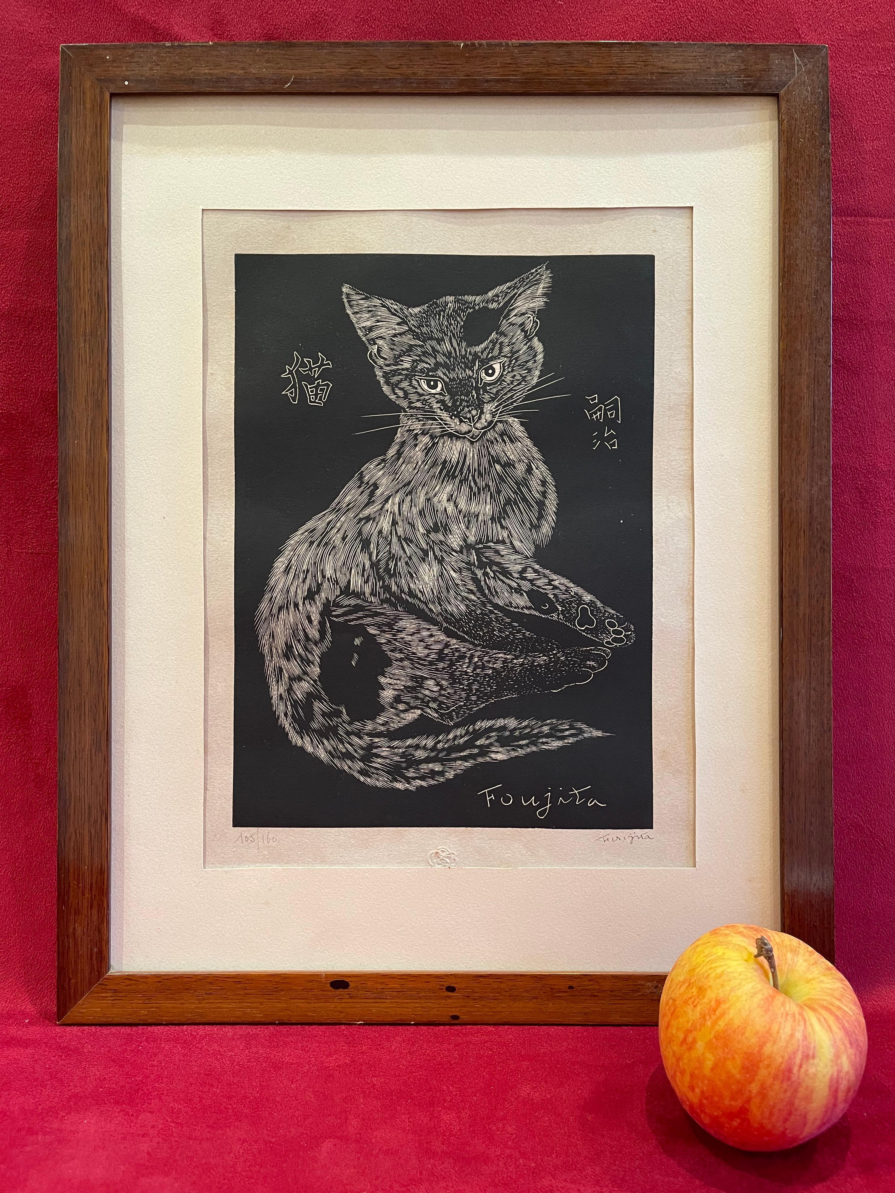 Parchment Paper Tsuguharu 'Léonard' Foujita, Cat 1927, Proof on Vellum, 20th Century For Sale