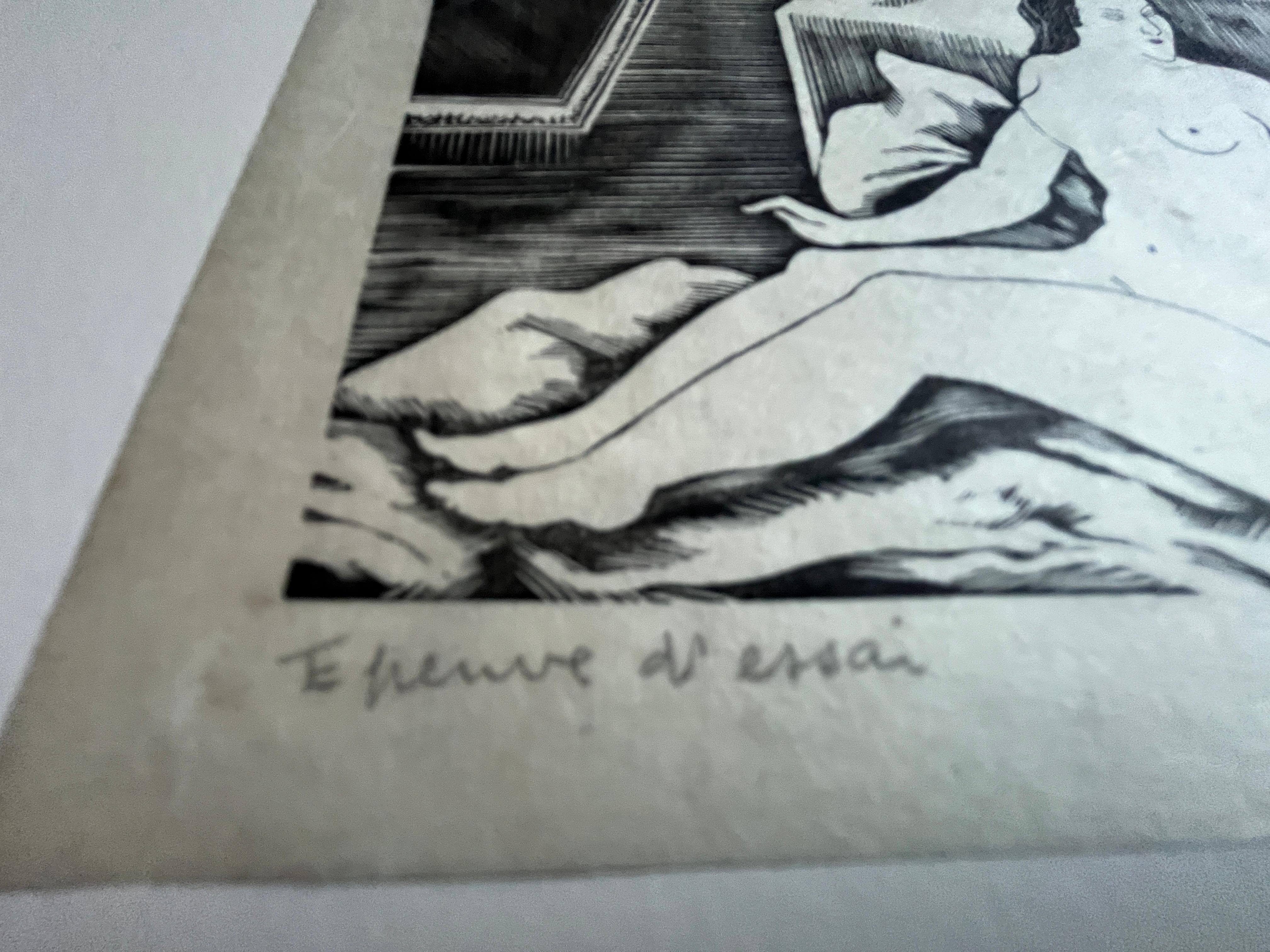 Femme nue sur un lit - Print de Tsuguharu Leonard Foujita