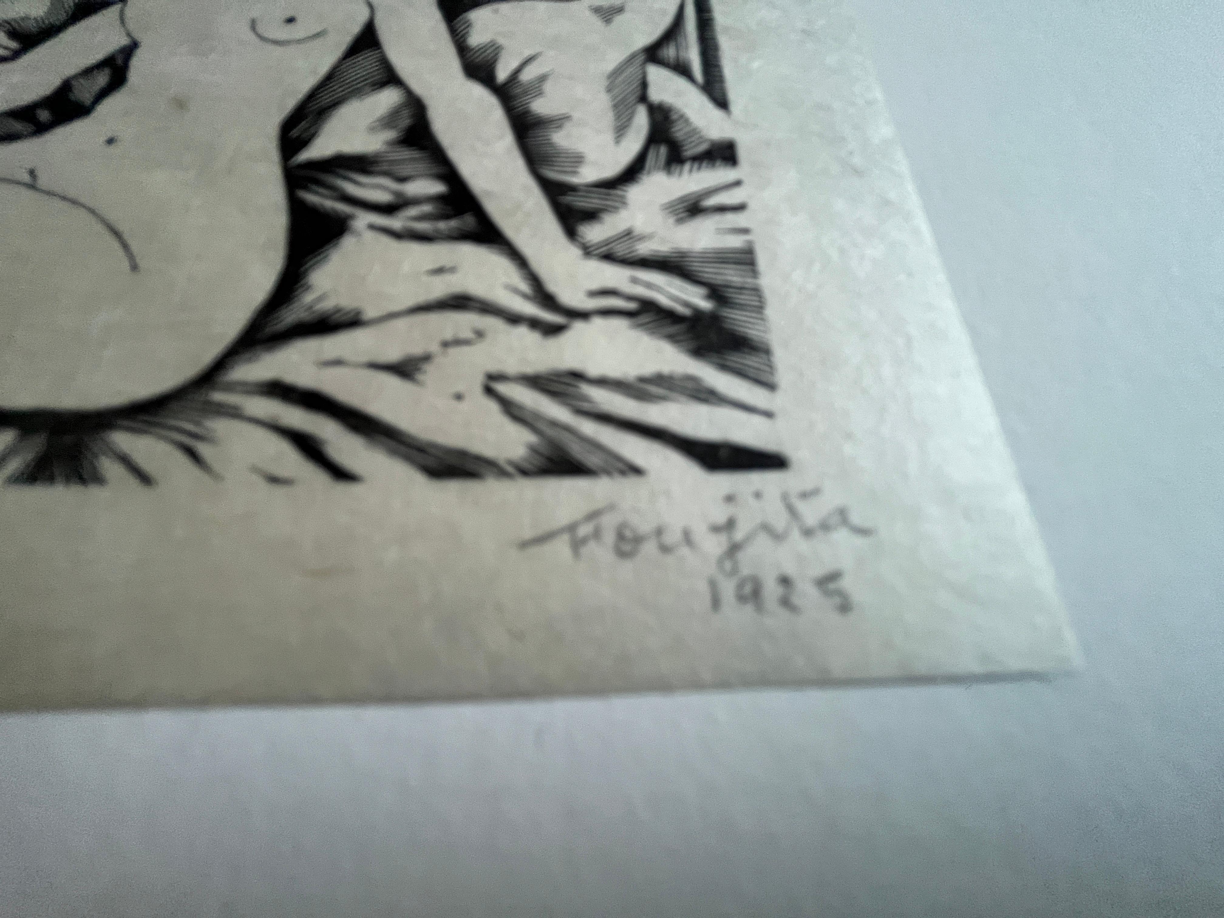 Femme nue sur un lit - Print Moderno de Tsuguharu Leonard Foujita