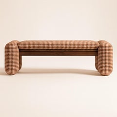 Panca Tsuki - Panca imbottita contemporanea con raffinati dettagli in legno