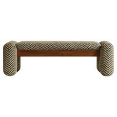 Tsuki Bench – Contemporary Upholstered Bench with Refined Wooden Details