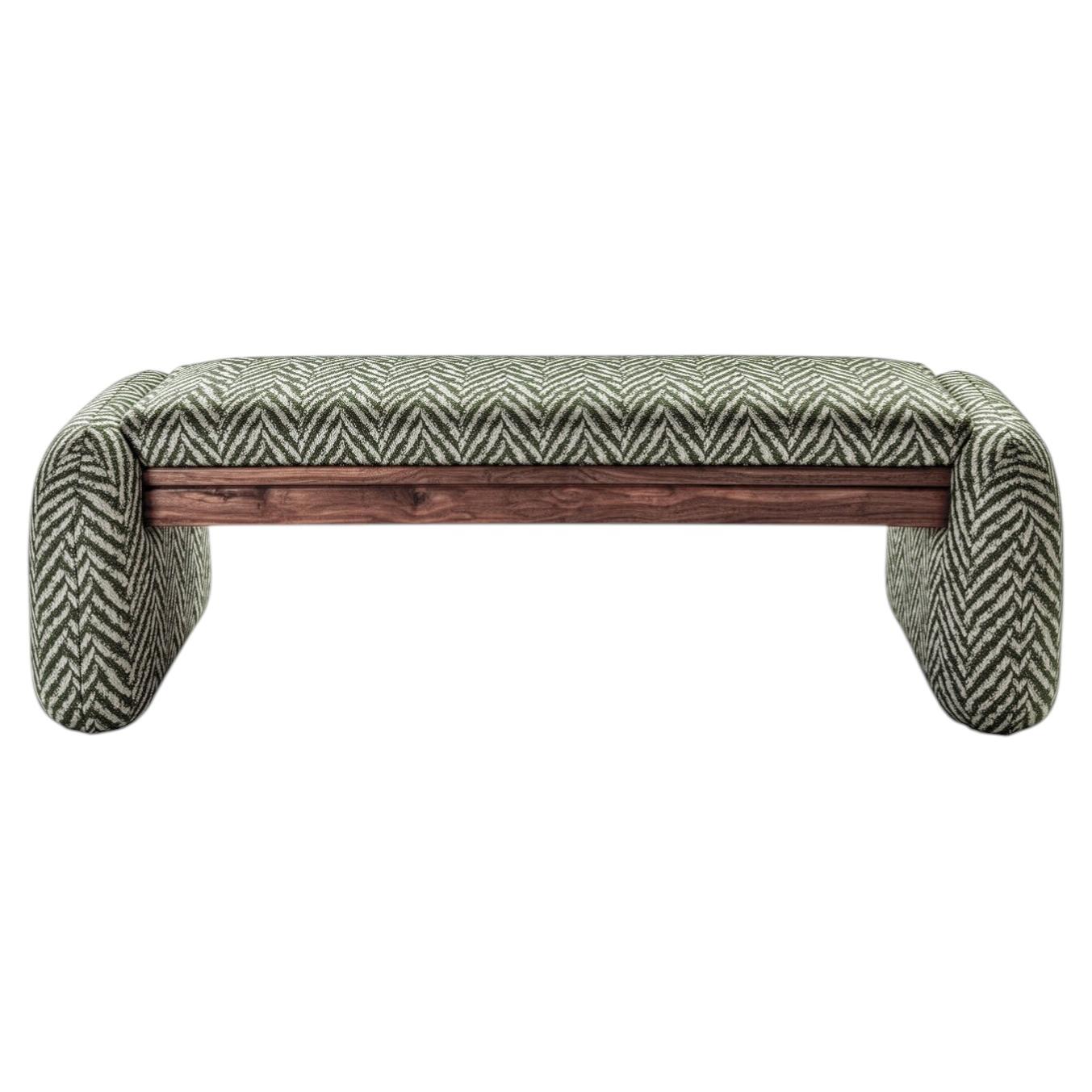 Tsuki Bench – Contemporary Upholstered Bench with Refined Wooden Details