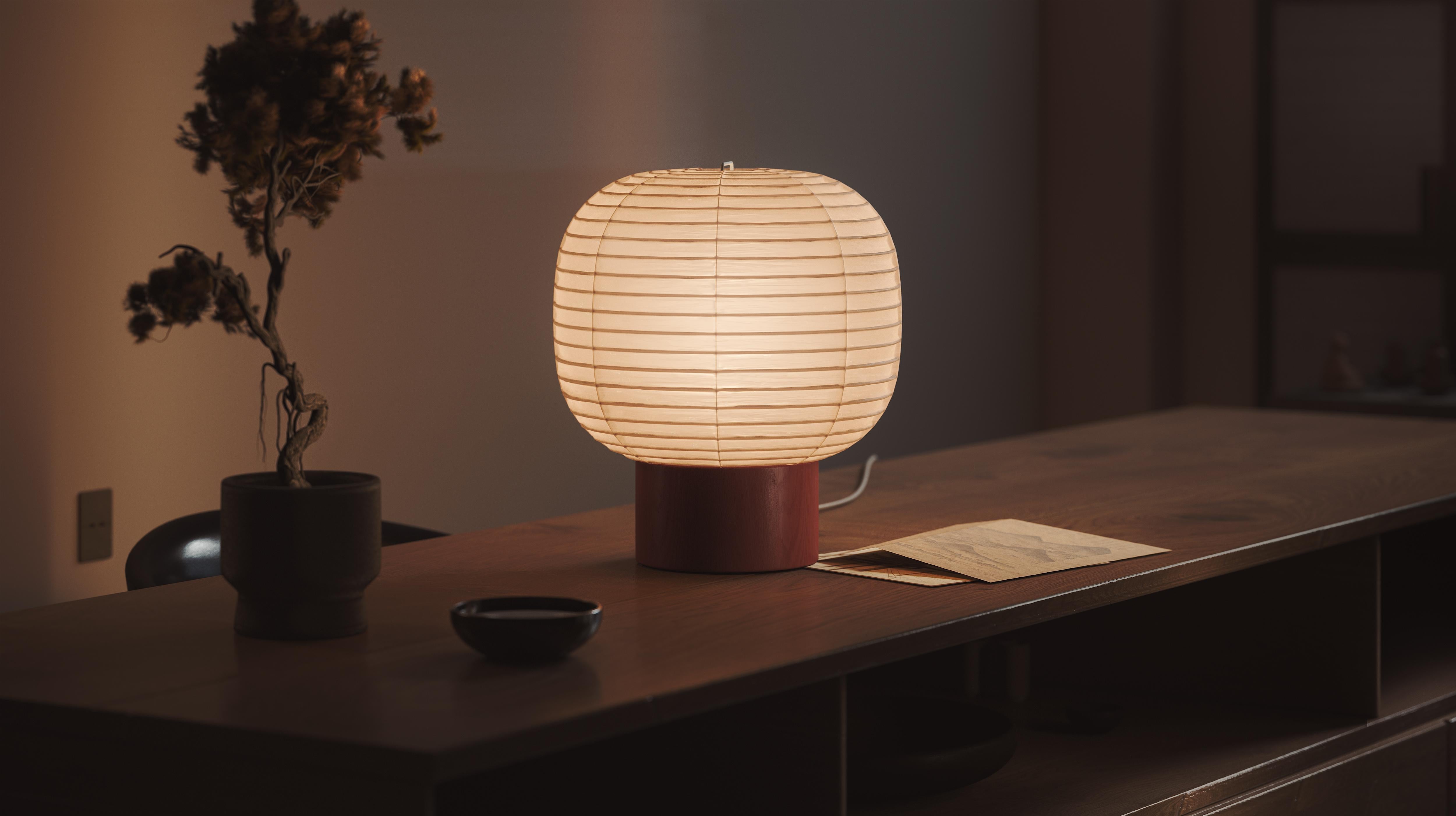 Tsukiko Table Lamp by Alexander Lotersztain
Limited Edition.
Dimensions: Ø 30 x H 35 cm.
Materials: Washi paper and metal.

Available in black and white metal bases. All our lamps can be wired according to each country. If sold to the USA it will be