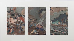 Tsukioka Yoshitoshi (1839-1892) -1866 Bâtiment sur bois japonais, bataille de Kawanakajima