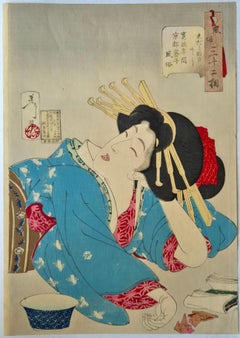 Tsukioka Yoshitoshi -- Looks Slovenly', Mannerisms of a Kyoto Geisha