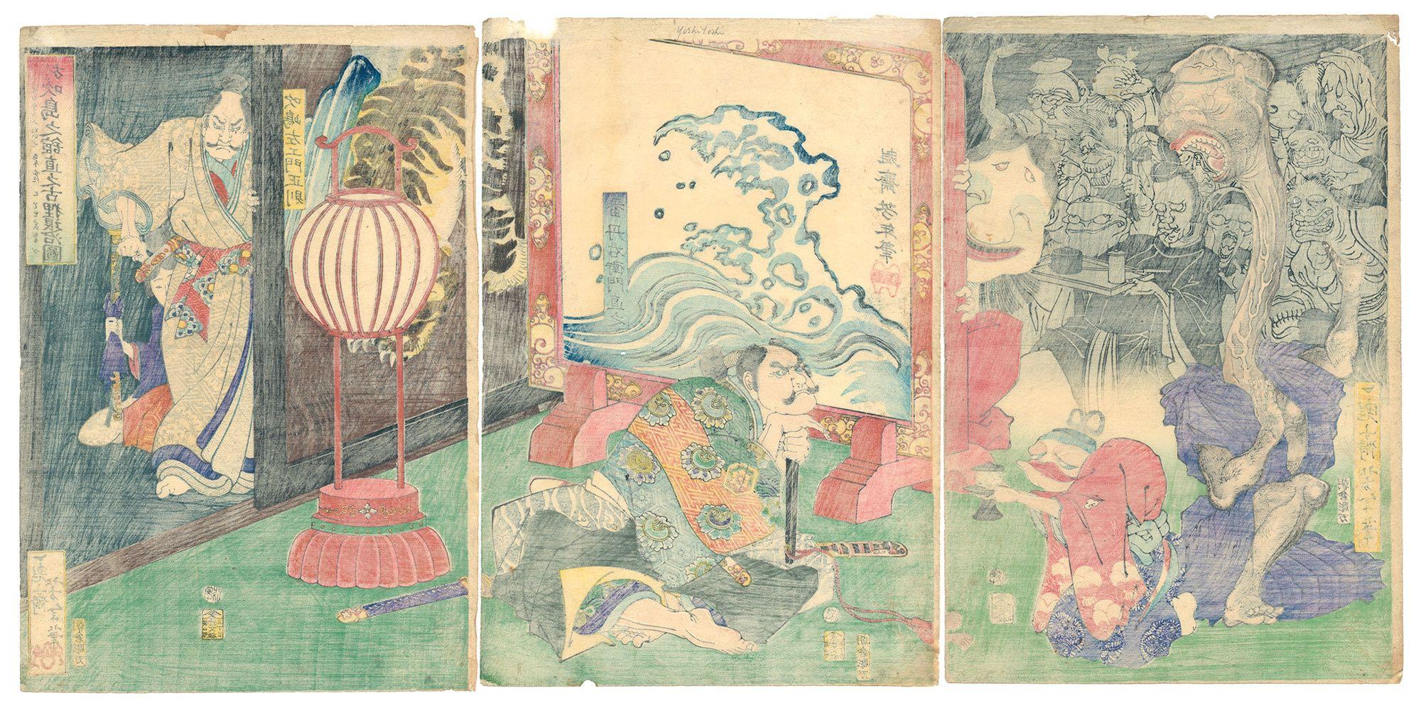 Tsukioka Yoshitoshi - Naoyuki Conquers the Old Badger at Fukashima's Mansion For Sale 4