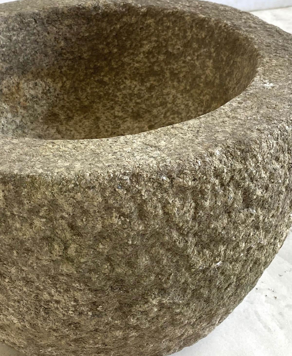 Carved Tsukubai, Japanese Stone Basin