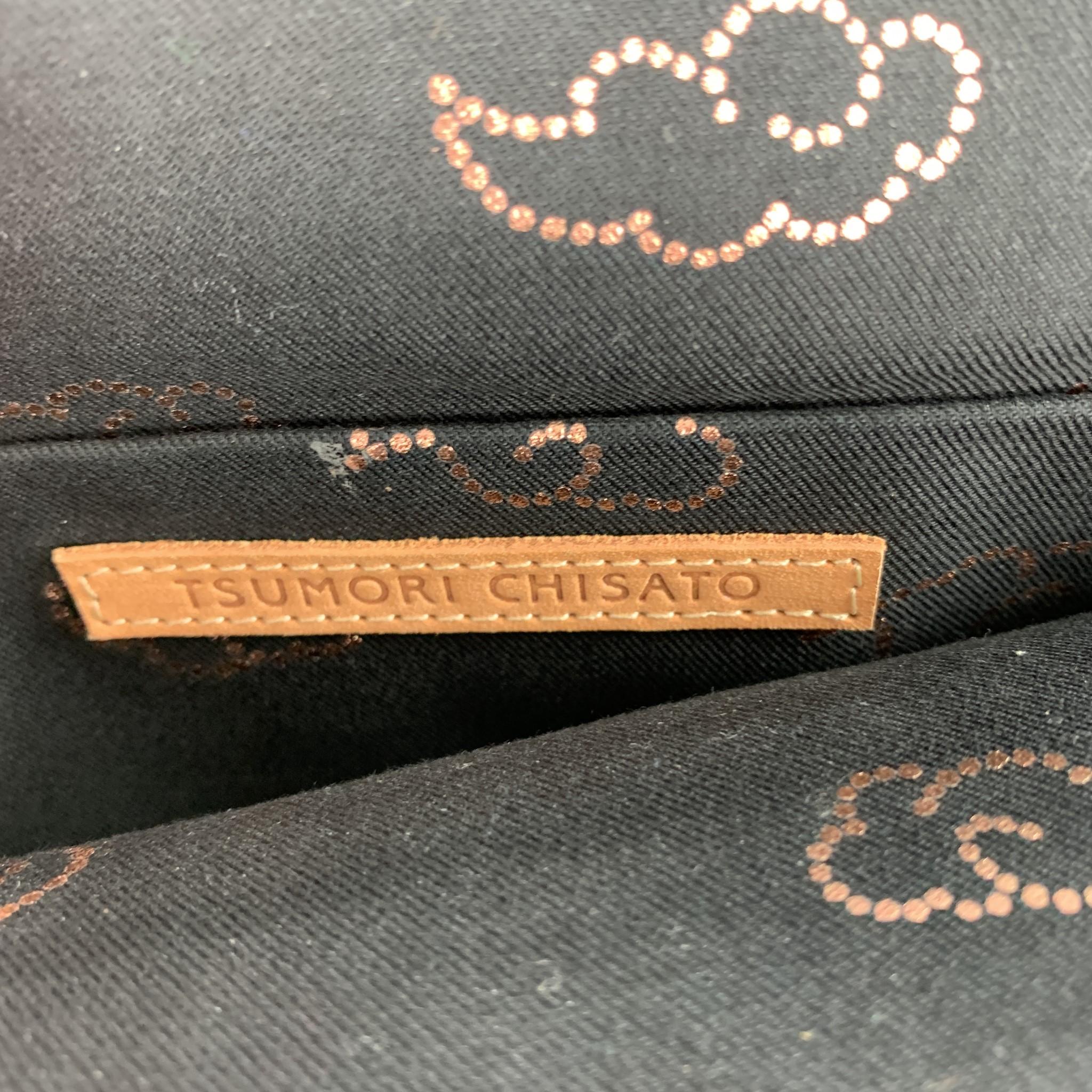 TSUMORI CHISATO Gold Copper Print Leather Goat Hair Trim Kiss Lock Bag In Good Condition In San Francisco, CA