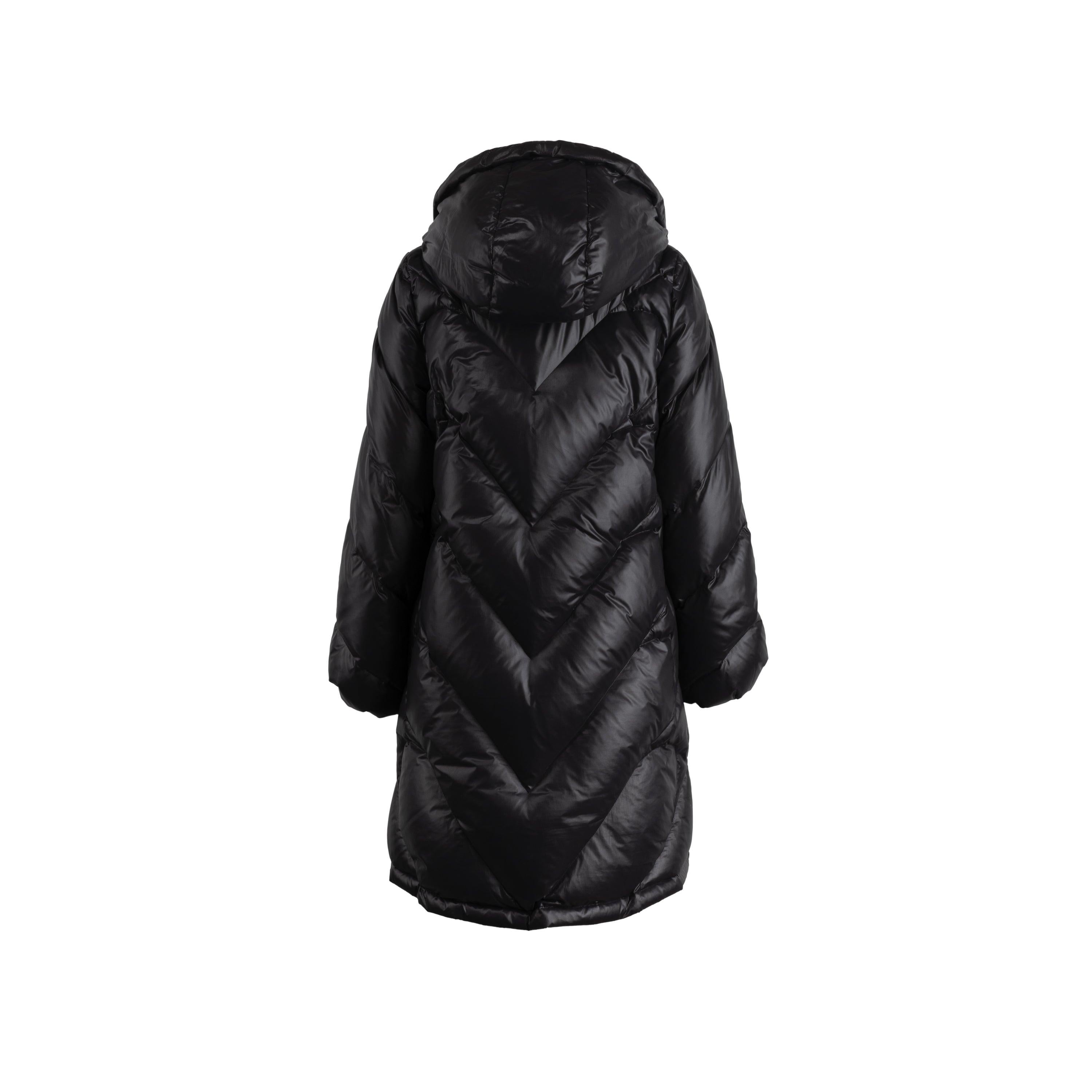 Experience the perfect balance of warmth and style in this Tsumori Chisato hooded reversible down jacket. Crafted with a long hooded fit, zip fastening and two front pockets, this black down jacket is reversible with a vibrant multi pattern print on