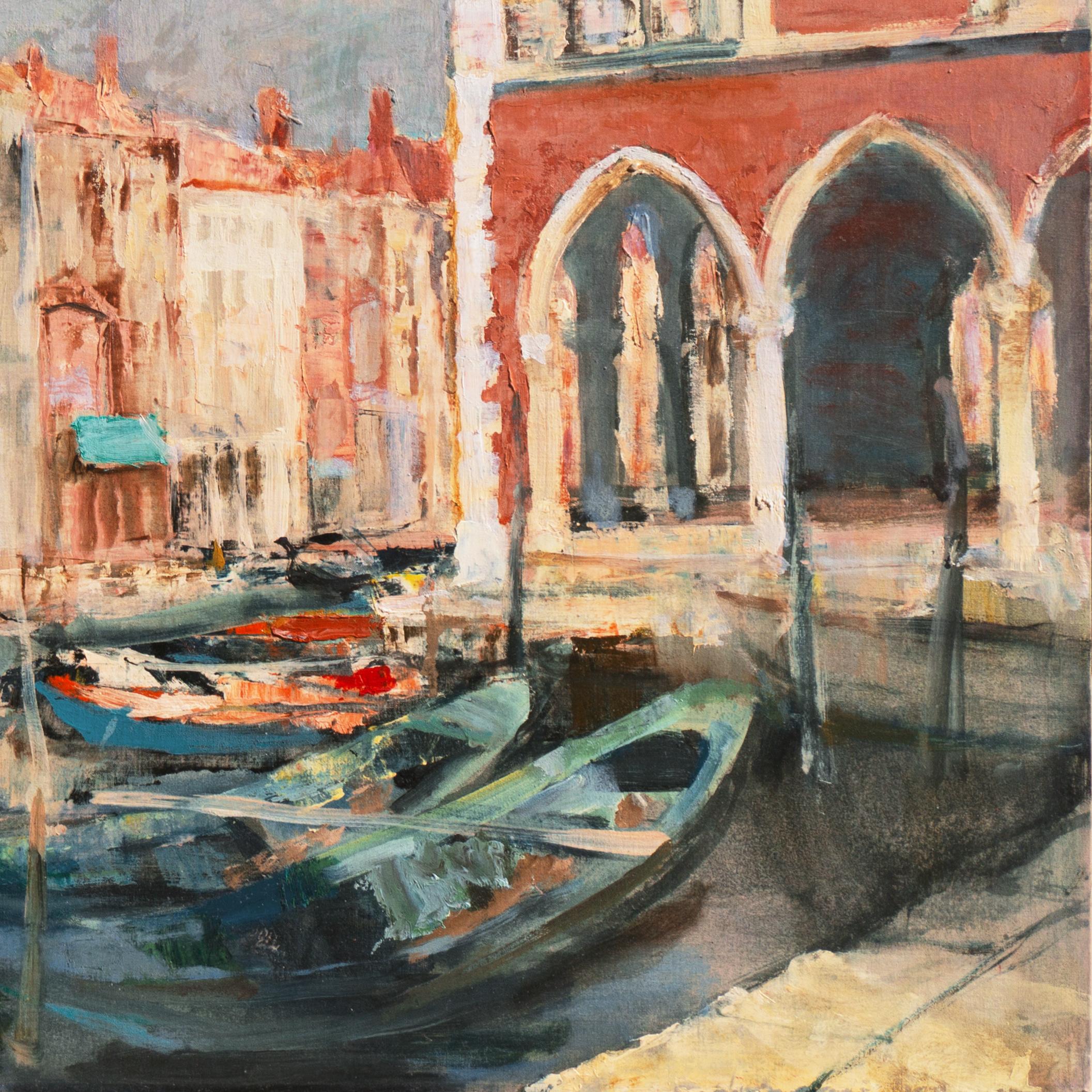 'Venice', Large Venetian Vedute Oil, Paris, San Francisco, Tokyo Sogenkai  For Sale 1