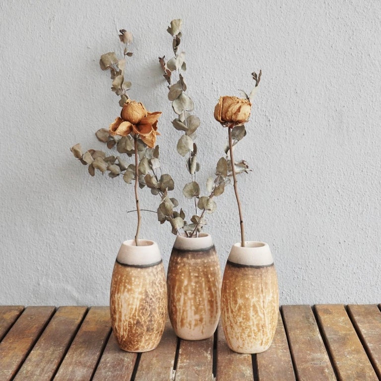 Picture of Tsuri 3 Pack Raku Pottery Vase, Obvara, Handmade Ceramic Home Decor For ...