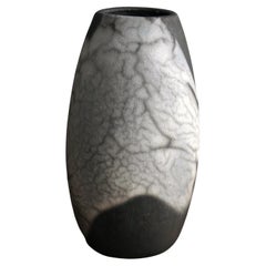 Tsuri Raku Pottery Vase, Smoked Raku, Handmade Ceramic Home Decor Gift