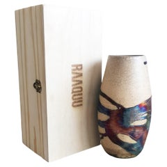Tsuri Raku Pottery Vase with Gift Box - Half Copper Matte - Handmade Ceramic
