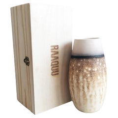 Tsuri Raku Pottery Vase with Gift Box, Obvara, Handmade Ceramic