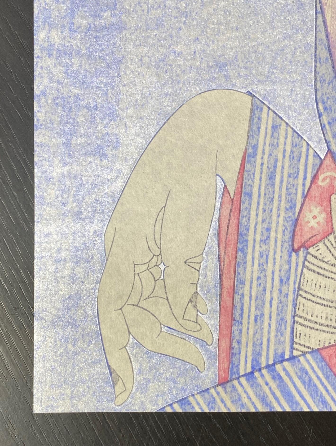 Tsuruya Kokei Signierter japanischer Holzschnitt-Druck Ichikawa Monnosuke in limitierter Auflage im Angebot 5