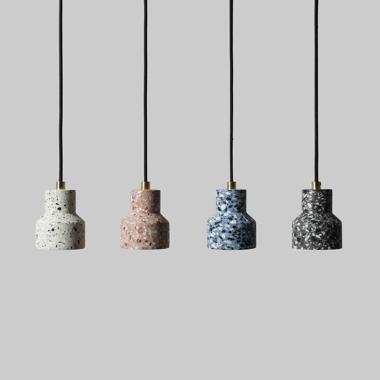 Contemporary Tu, Terrazzo and Concrete Pendant Lamp, Black or White For Sale