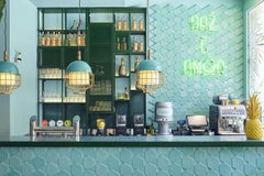 Tua Stripes Ceramic Tile Hand Painted Colors