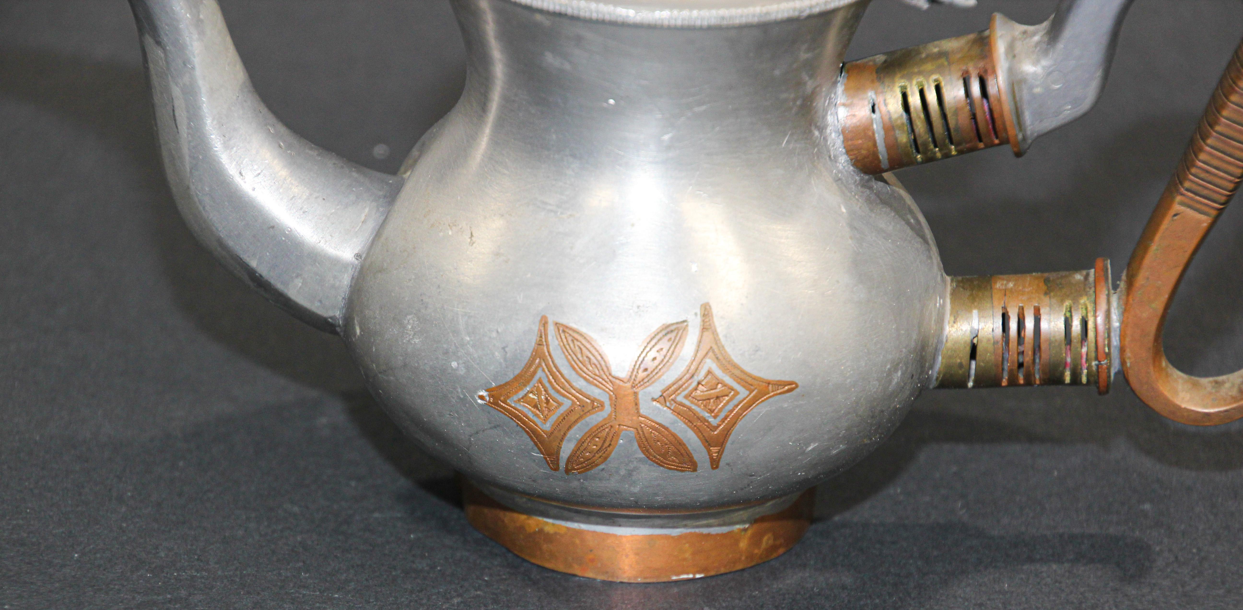 Tuareg African Pewter Tea Pot from Mauritania For Sale 7