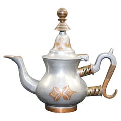 Vintage Tuareg African Pewter Teapot from Mauritania