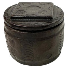 Tuareg Leather Covered Round Trinket Box