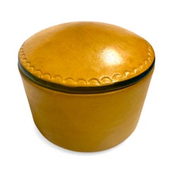 Tuareg Leather Covered Round Trinket Box