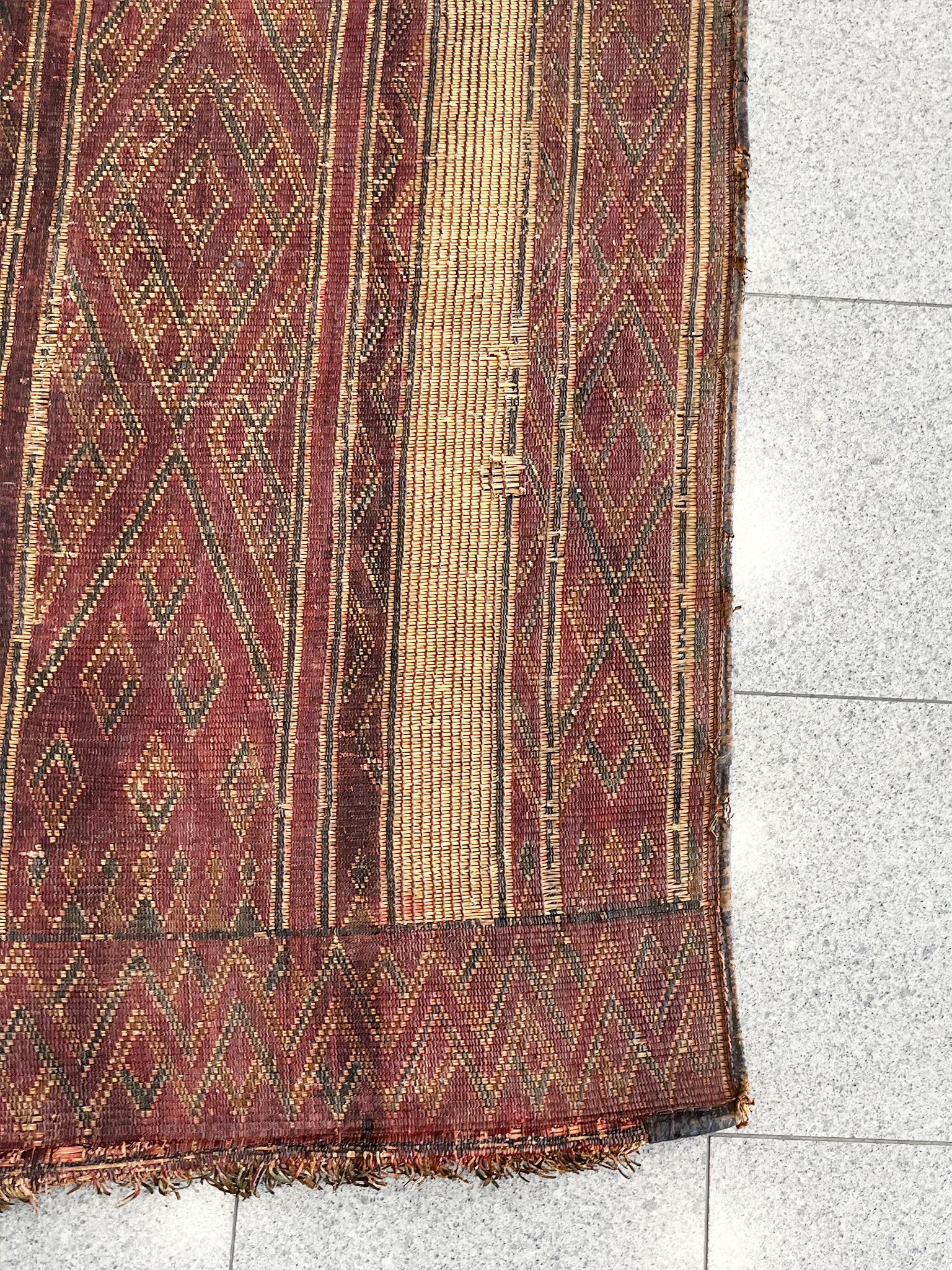 Tuareg Woven Leather & Reed Rug For Sale 1